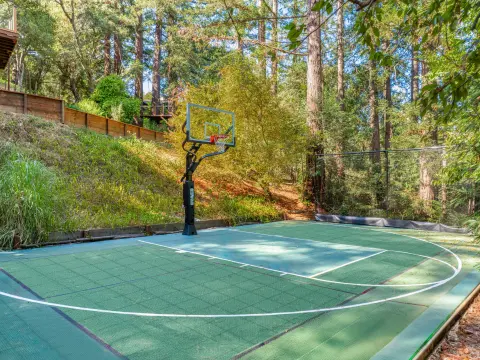 Mountain Cabin Deck & Backyard Basketball Court — photo 10