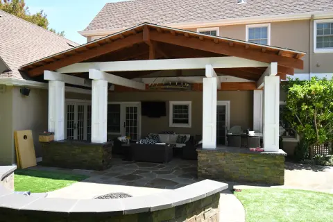 Backyard Firepit & Covered Outdoor Living Room — photo 3