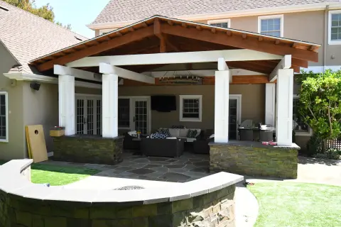 Backyard Firepit & Covered Outdoor Living Room — photo 4