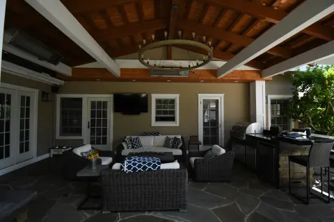 Backyard Firepit & Covered Outdoor Living Room — photo 5