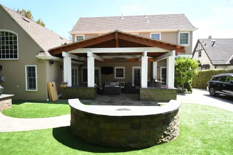 Backyard Firepit & Covered Outdoor Living Room — photo 11